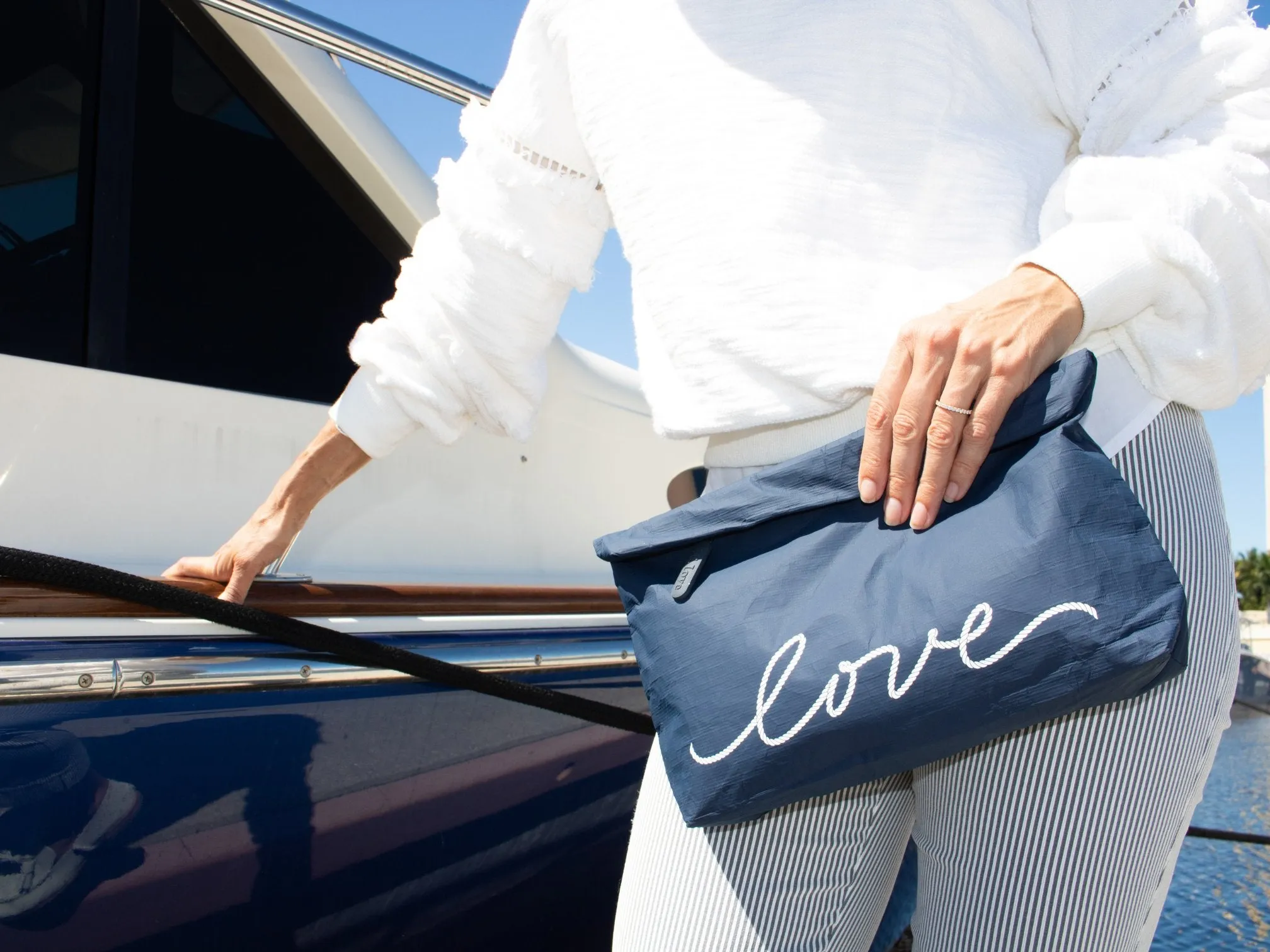 Set of Two - Organizational Packs - Nautical Rope Love in Matte Navy and White