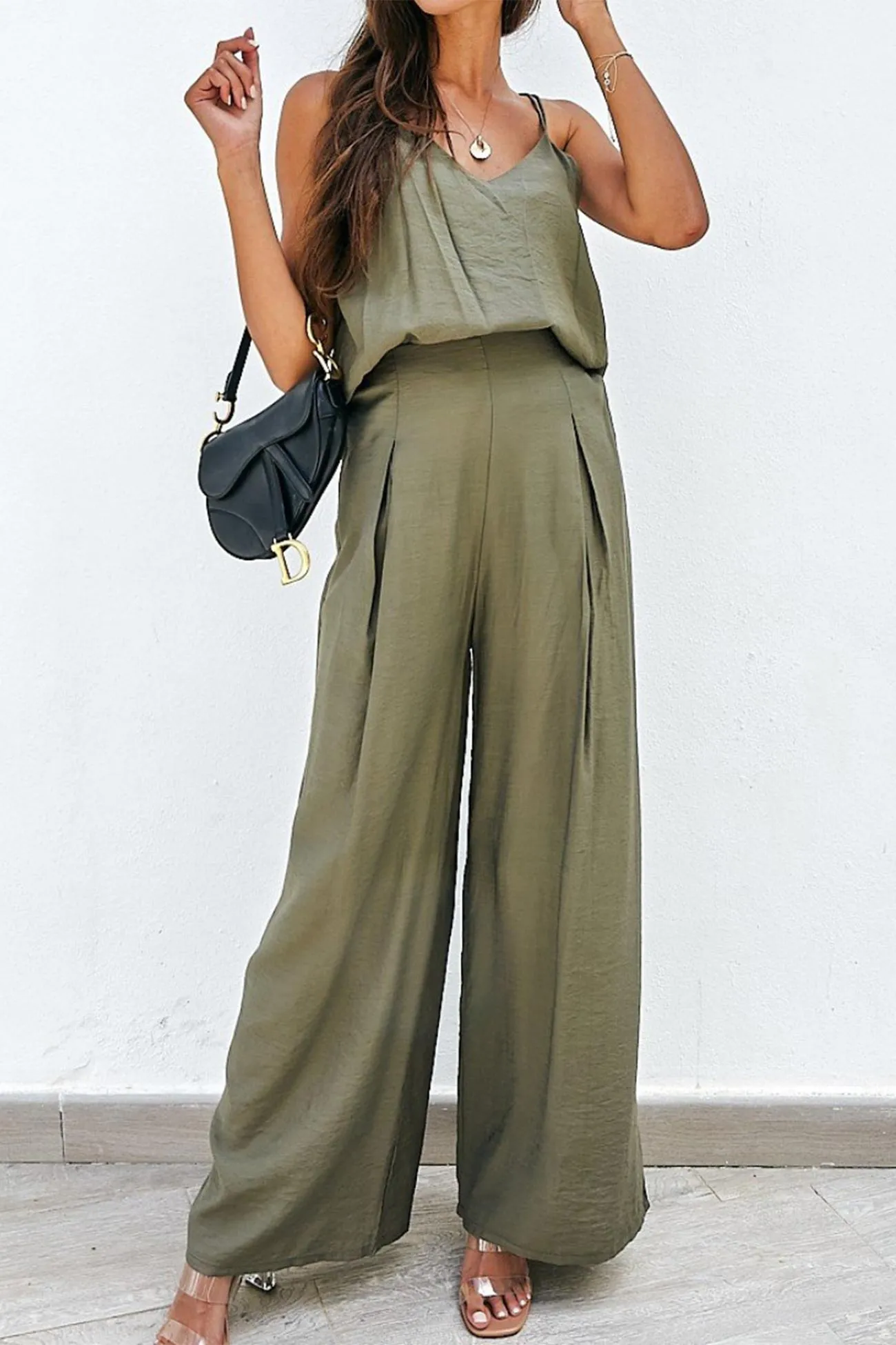 Spaghetti Straps Tops & Loose Pants