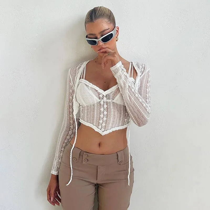Strap shawl two-piece set top