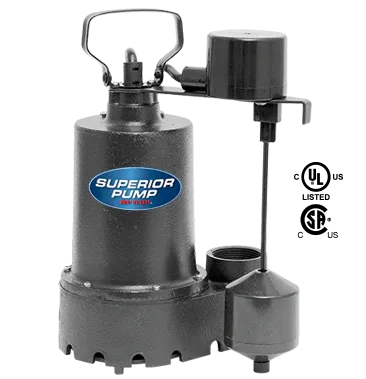 Superior Pump 1/2 HP Cast Iron Sump Pump with Vertical Float Switch