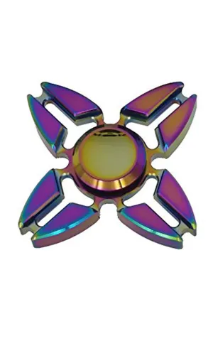 T01-21 Rainbow Metal Four Wings Fidget Spinner with Case
