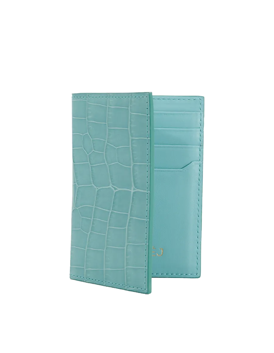 Tiffany Blue Crocodile Bi-Fold Holder