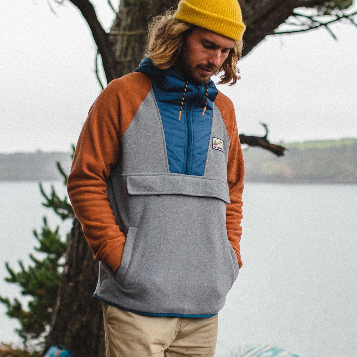 Woodland 1/2 Zip Recycled Polar Fleece - Grey Marl