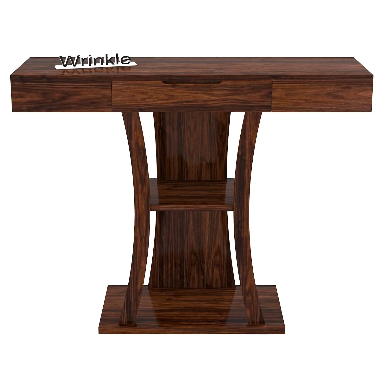 Wrinkle Sheesham Wood Console Tables with Shelf Storage for Living Room, Walnut Wooden Coffee Table with Storage