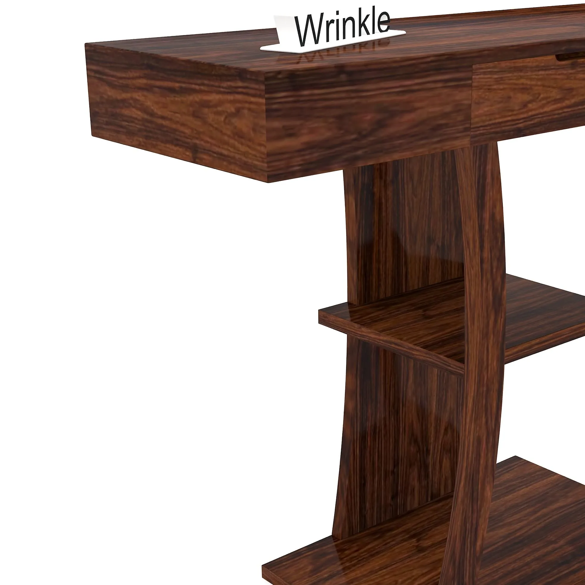 Wrinkle Sheesham Wood Console Tables with Shelf Storage for Living Room, Walnut Wooden Coffee Table with Storage
