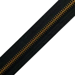 YKK Black #10 Metal Zippers - Brass (by the yard)