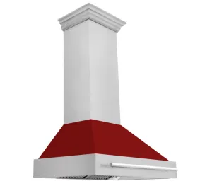 ZLINE 30" DuraSnow Stainless Steel Range Hood with Red Gloss Shell (8654SNX-RG-30)