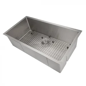 ZLINE 36" Meribel Undermount Single Bowl DuraSnow® Stainless Steel Kitchen Sink with Bottom Grid (SRS-36S)