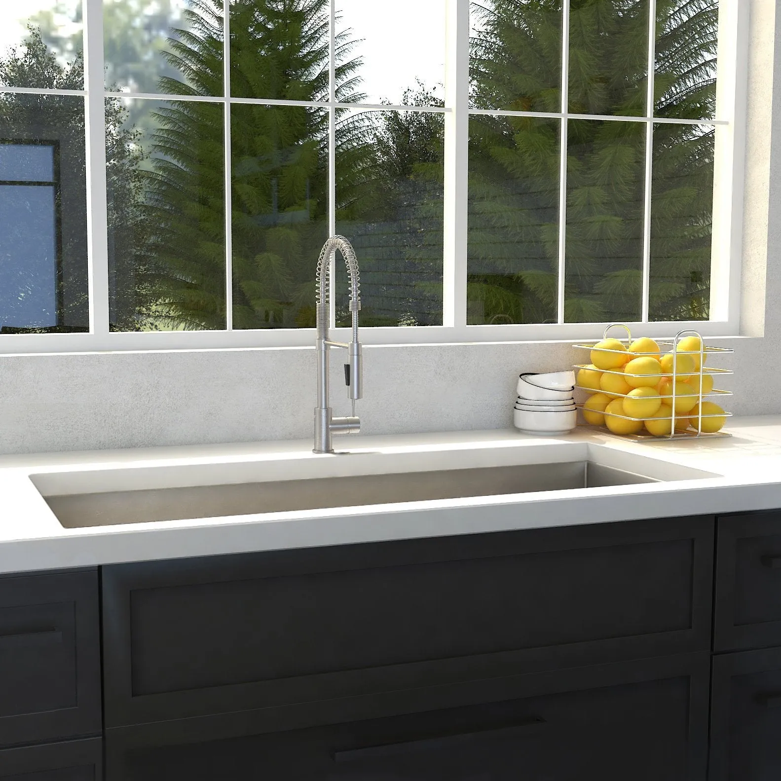 ZLINE 36" Meribel Undermount Single Bowl DuraSnow® Stainless Steel Kitchen Sink with Bottom Grid (SRS-36S)