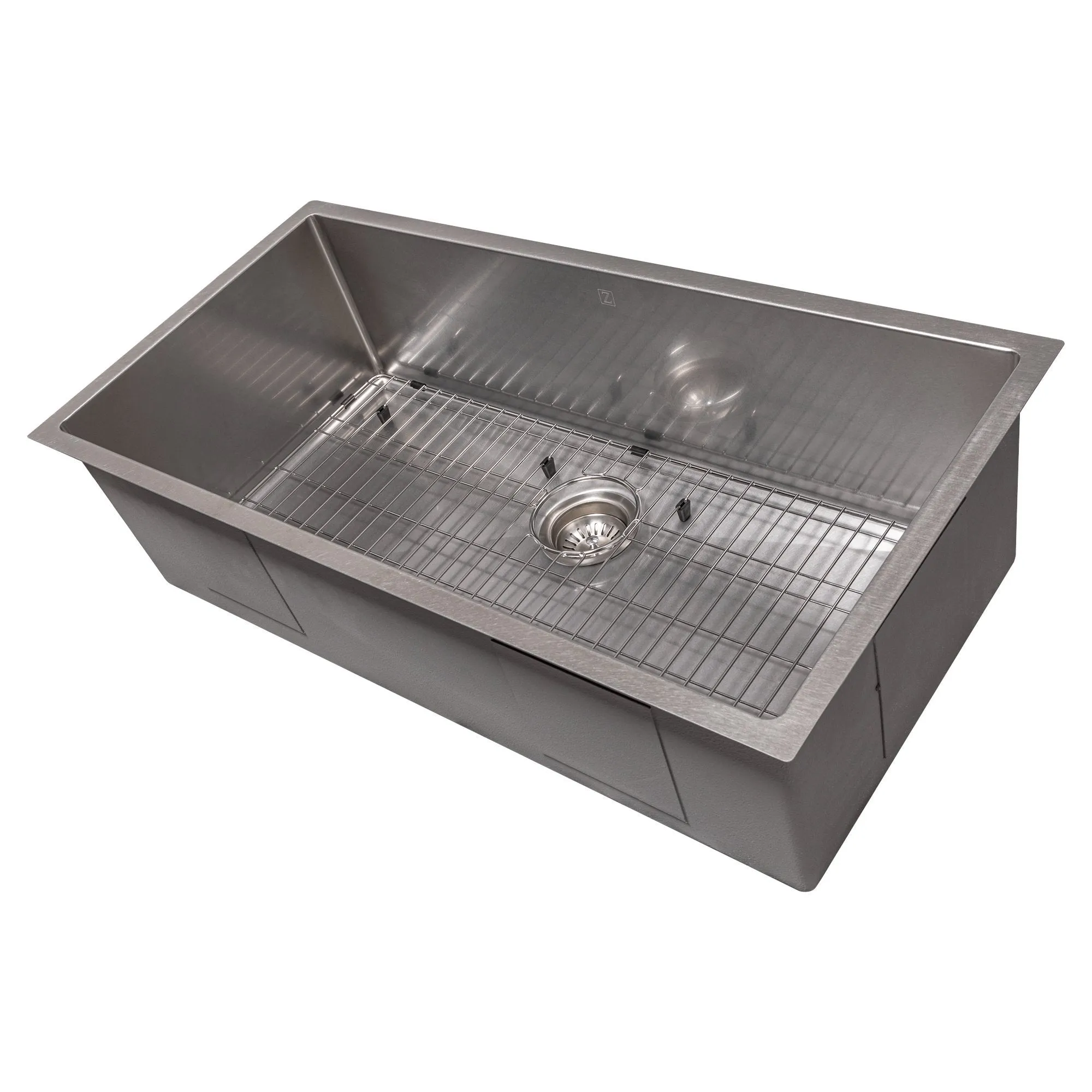 ZLINE 36" Meribel Undermount Single Bowl DuraSnow® Stainless Steel Kitchen Sink with Bottom Grid (SRS-36S)