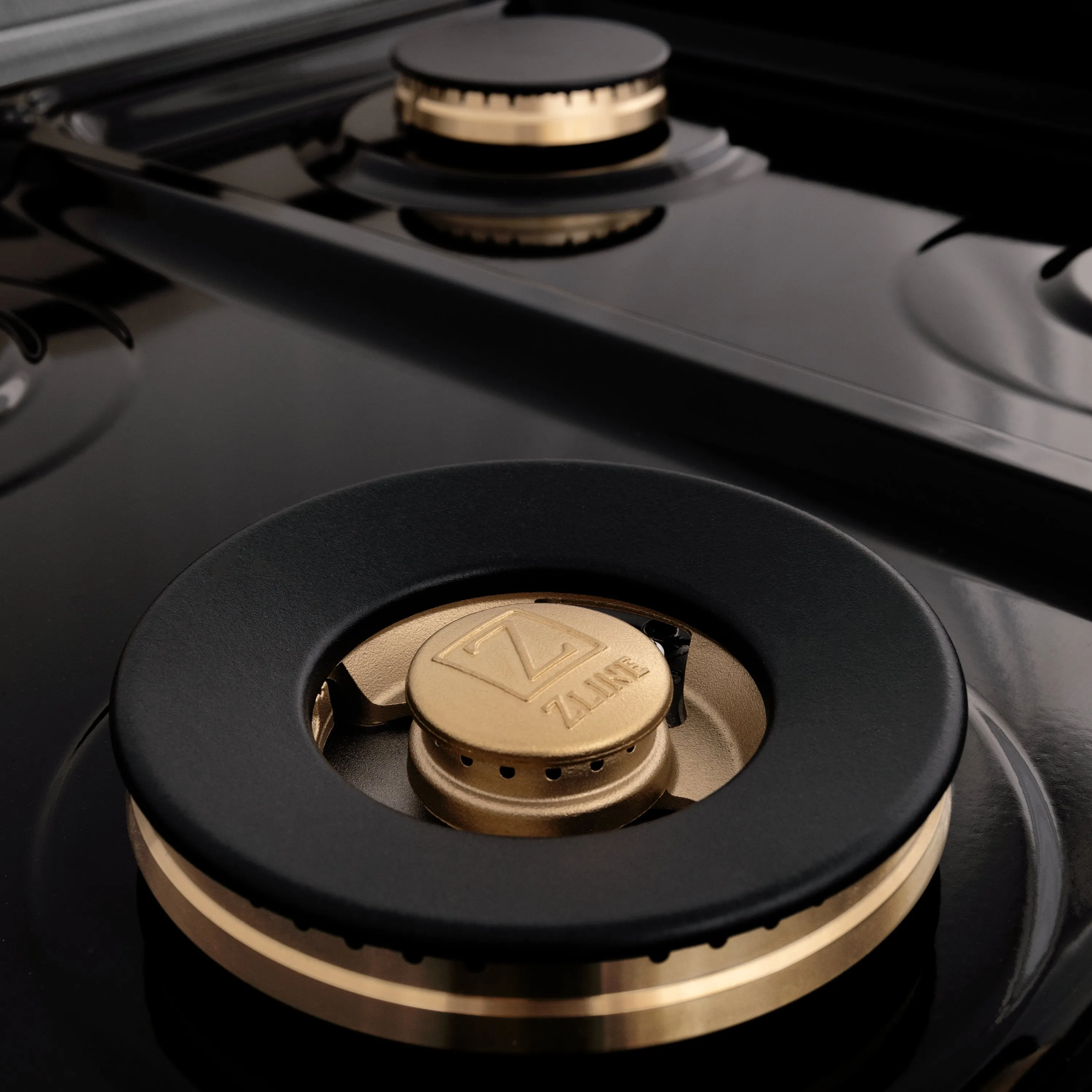 ZLINE Autograph Edition 48" Porcelain Rangetop with 7 Gas Burners in DuraSnow® Stainless Steel with Accents (RTSZ-48)